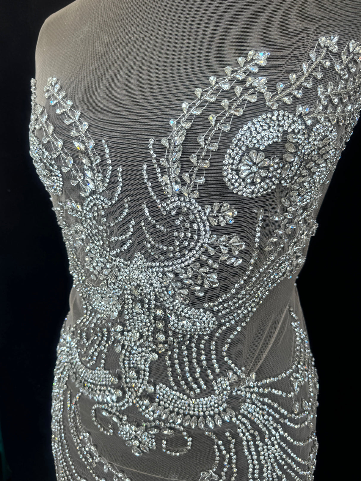 Silver Rhinestone Bodice Appliqué