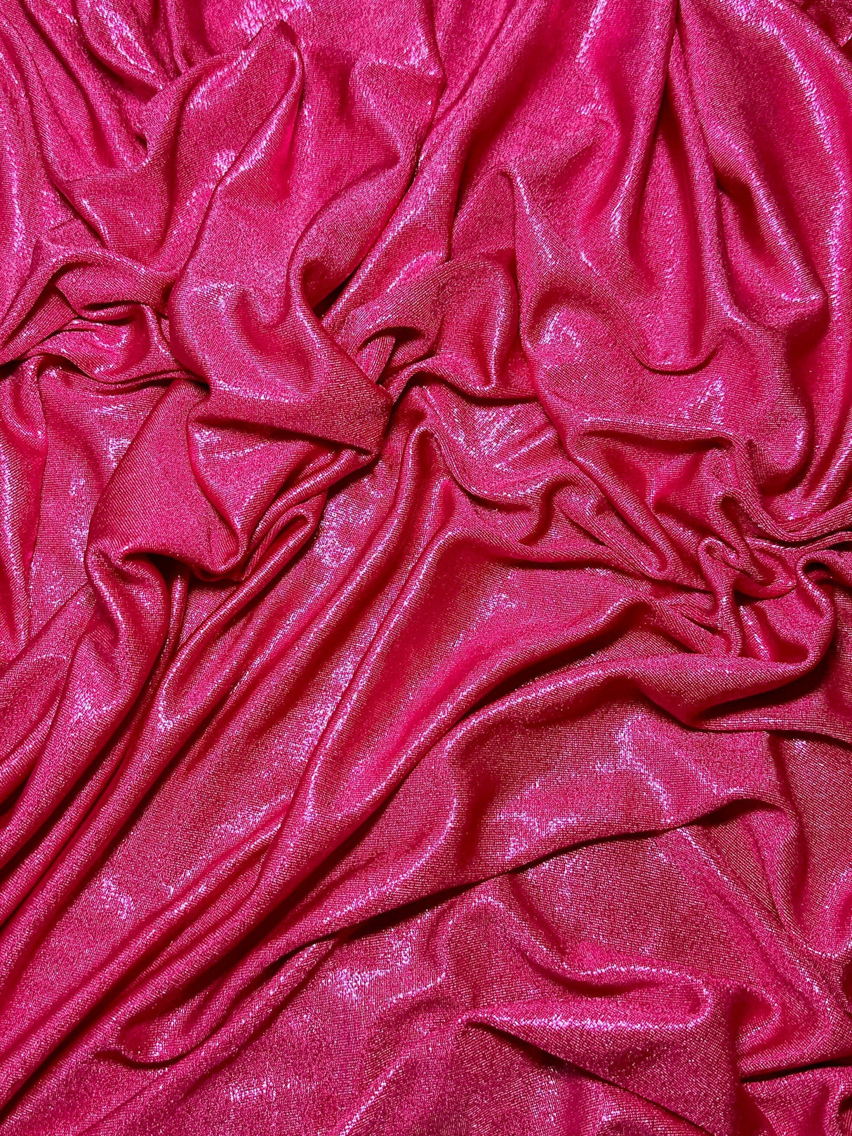 Shiny Foiled Jersey Knit Hot Pink