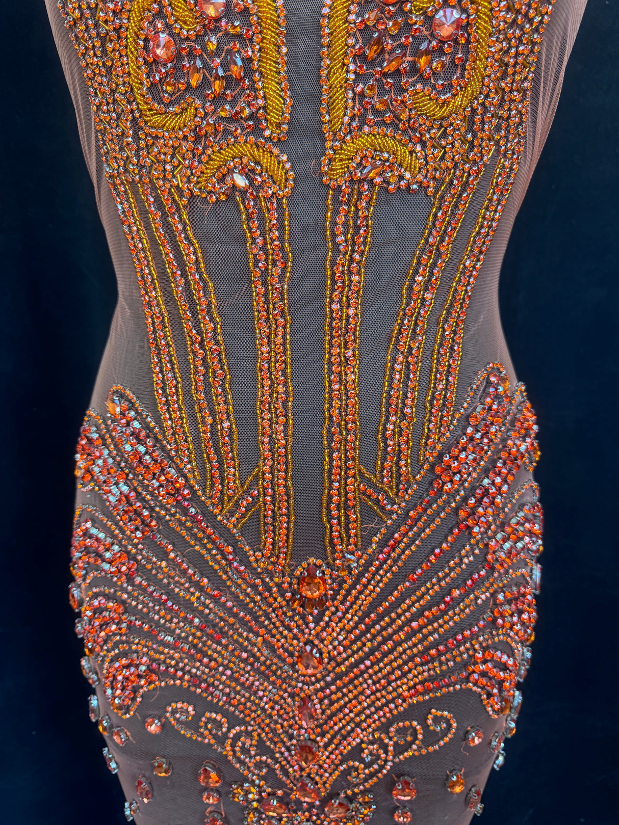 Orange Rhinestone Bodice Appliqué