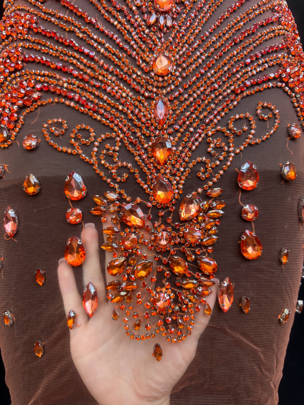 Orange Rhinestone Bodice Appliqué