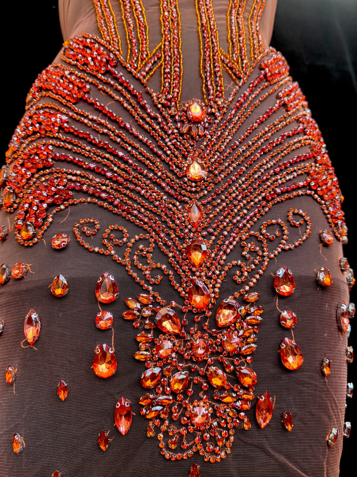 Orange Rhinestone Bodice Appliqué
