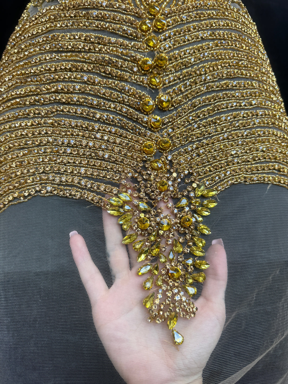 Gold Rhinestone Bodice Appliqué