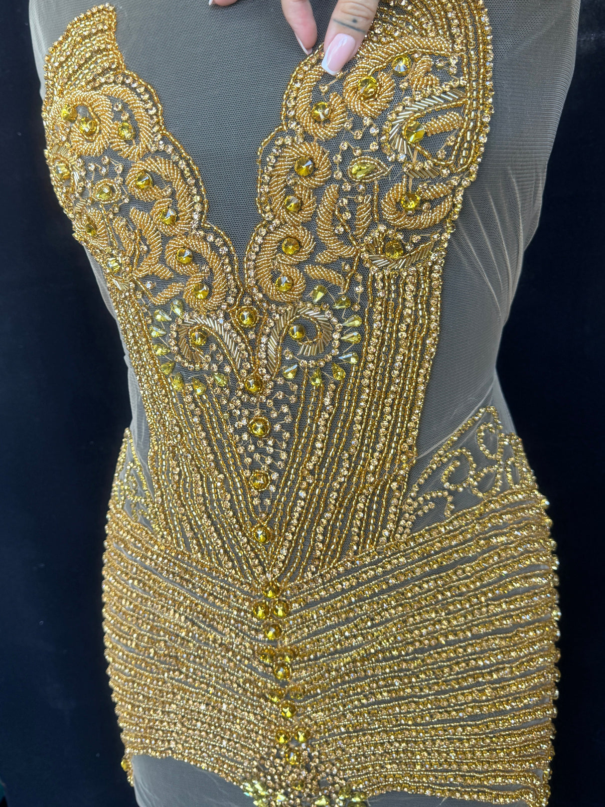 Gold Rhinestone Bodice Appliqué