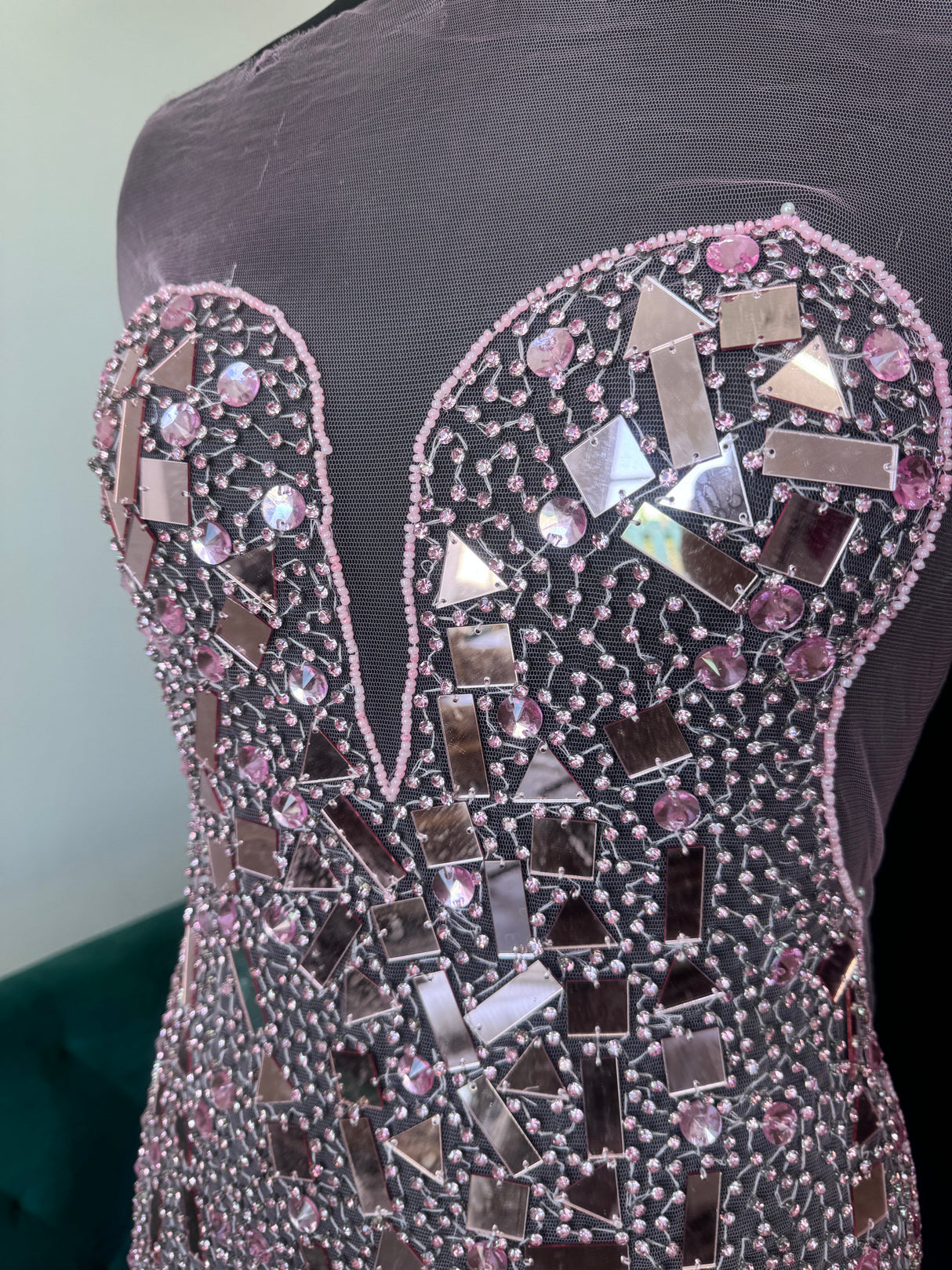 Pink Rhinestone Bodice Applique