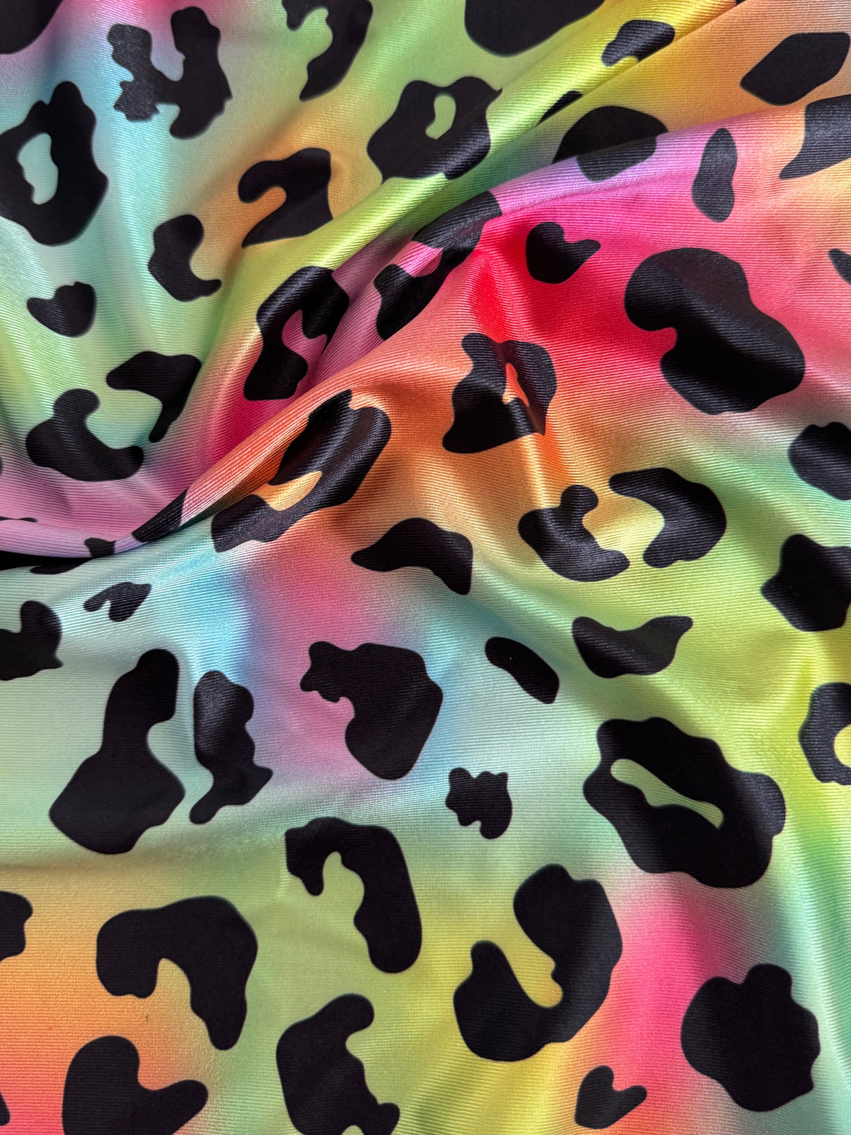 Printed Nylon Spandex Rainbow Leopard