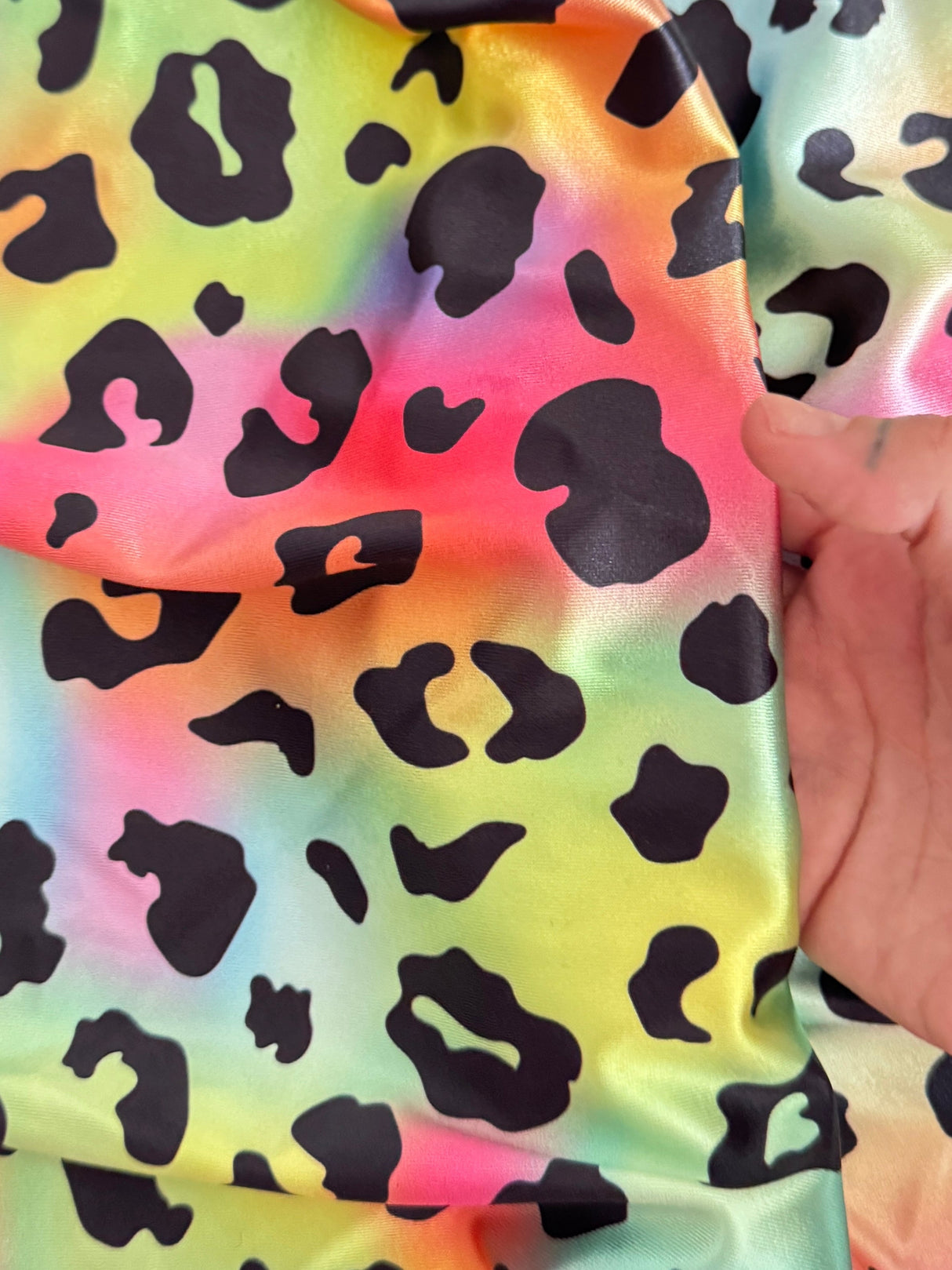 Printed Nylon Spandex Rainbow Leopard