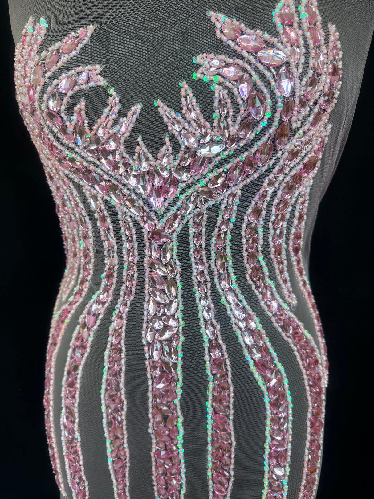 Pink Rhinestone Bodice Applique