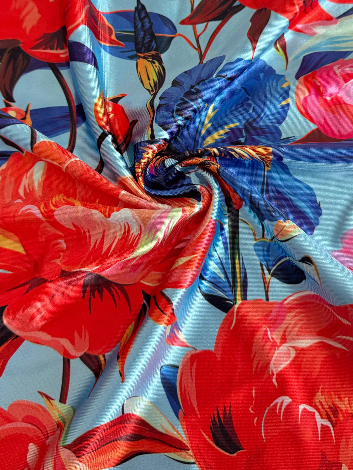 Printed Nylon Spandex Garden Flowers Multicolor