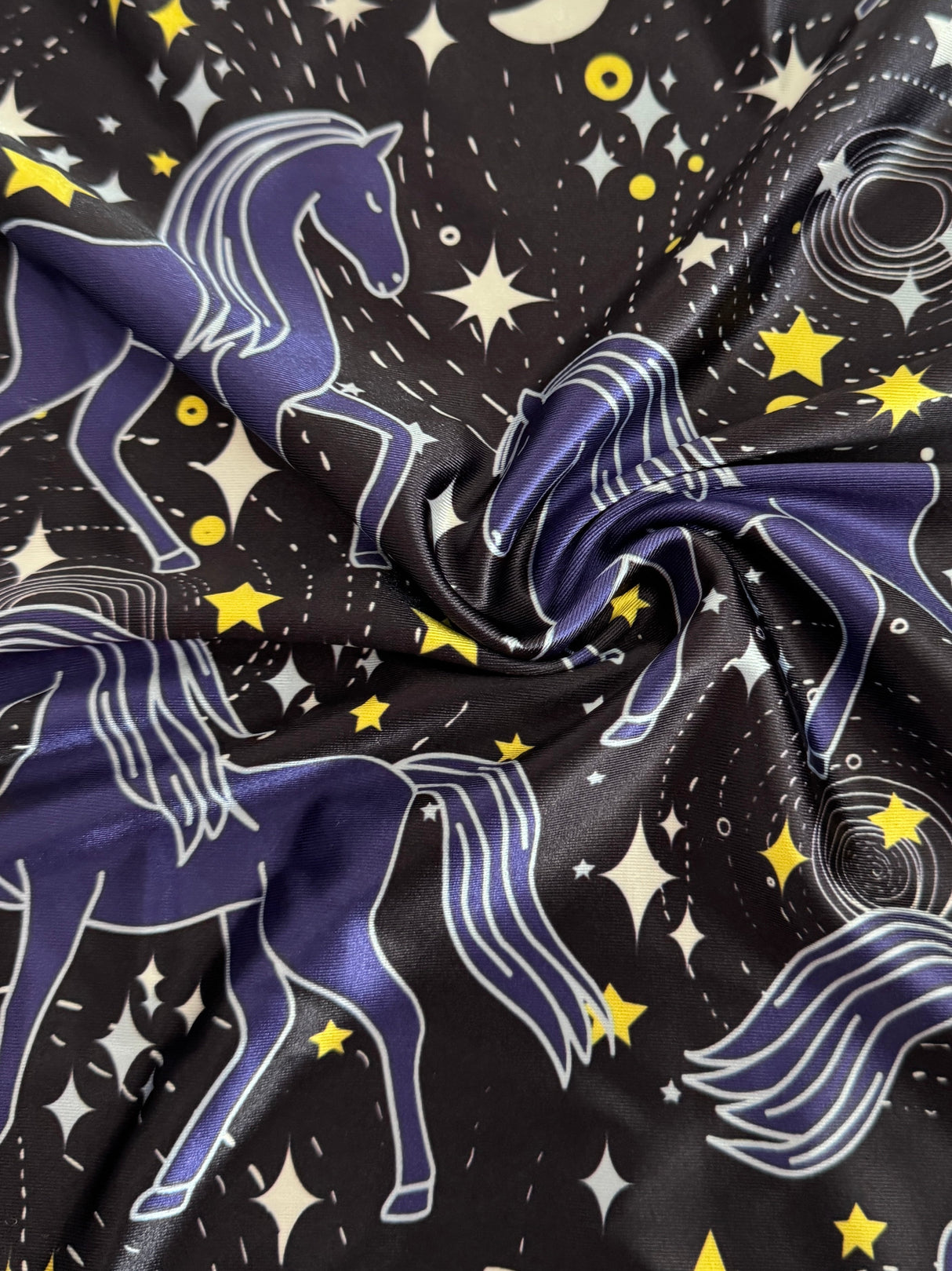 Printed Nylon Spandex Celestial Horses
