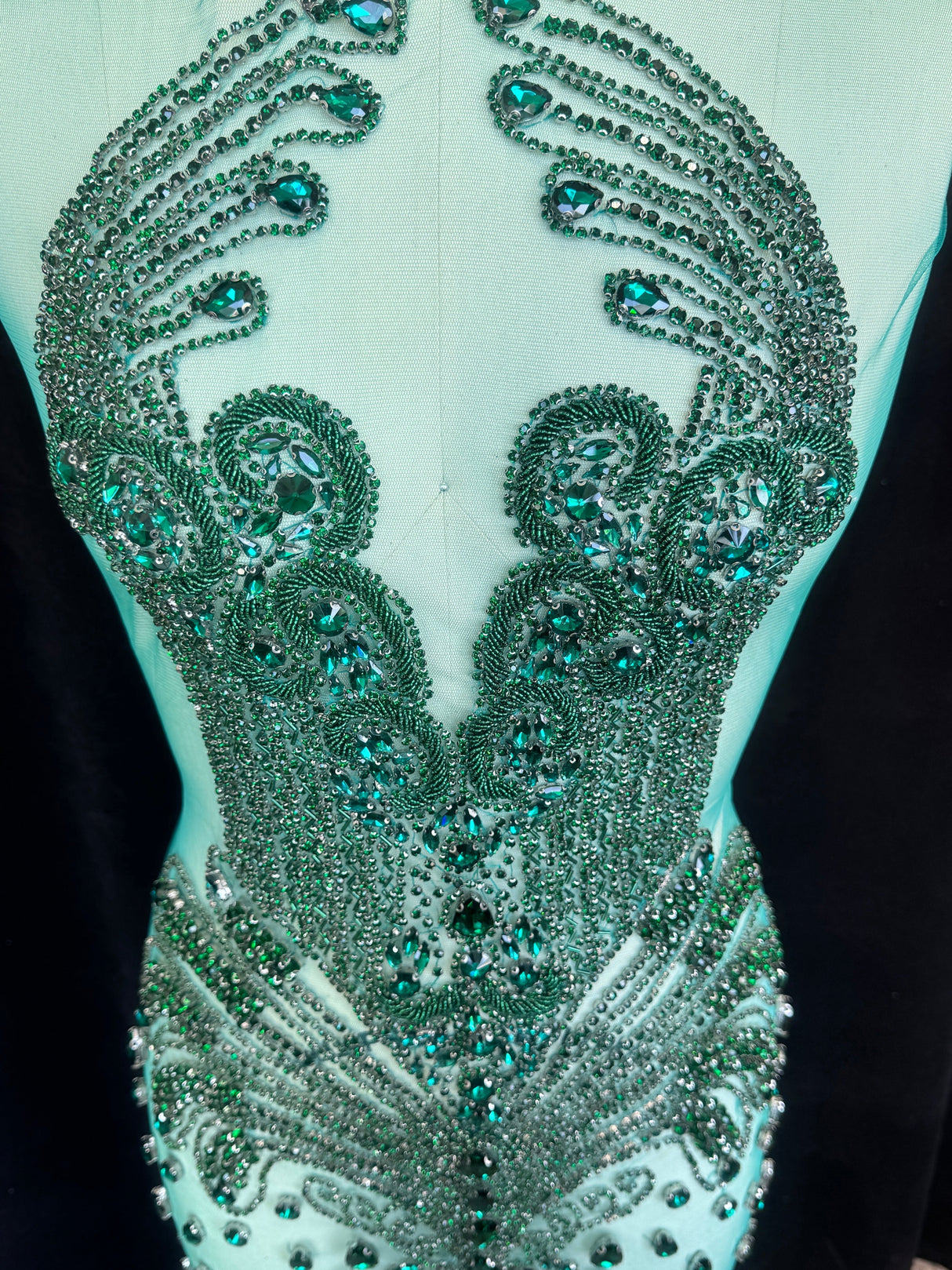 Emerald Green Rhinestone Bodice Applique