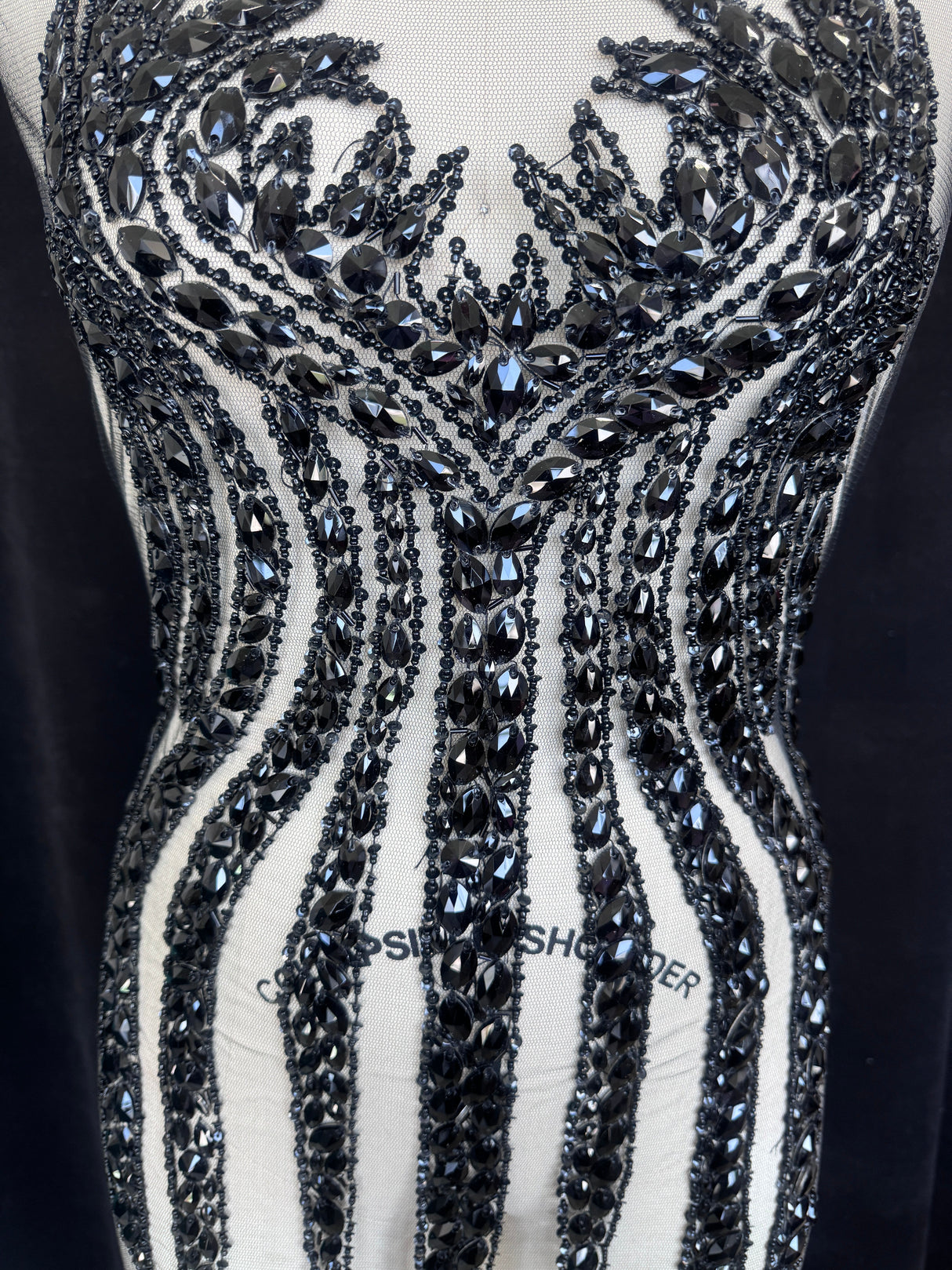 Black Rhinestone Bodice Applique