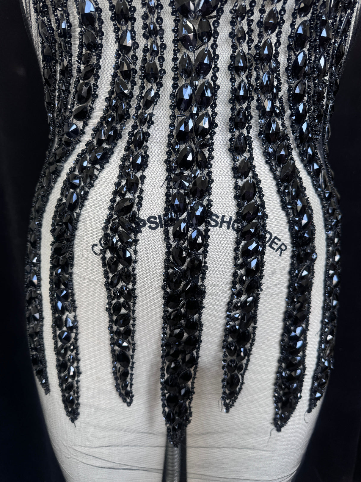 Black Rhinestone Bodice Applique