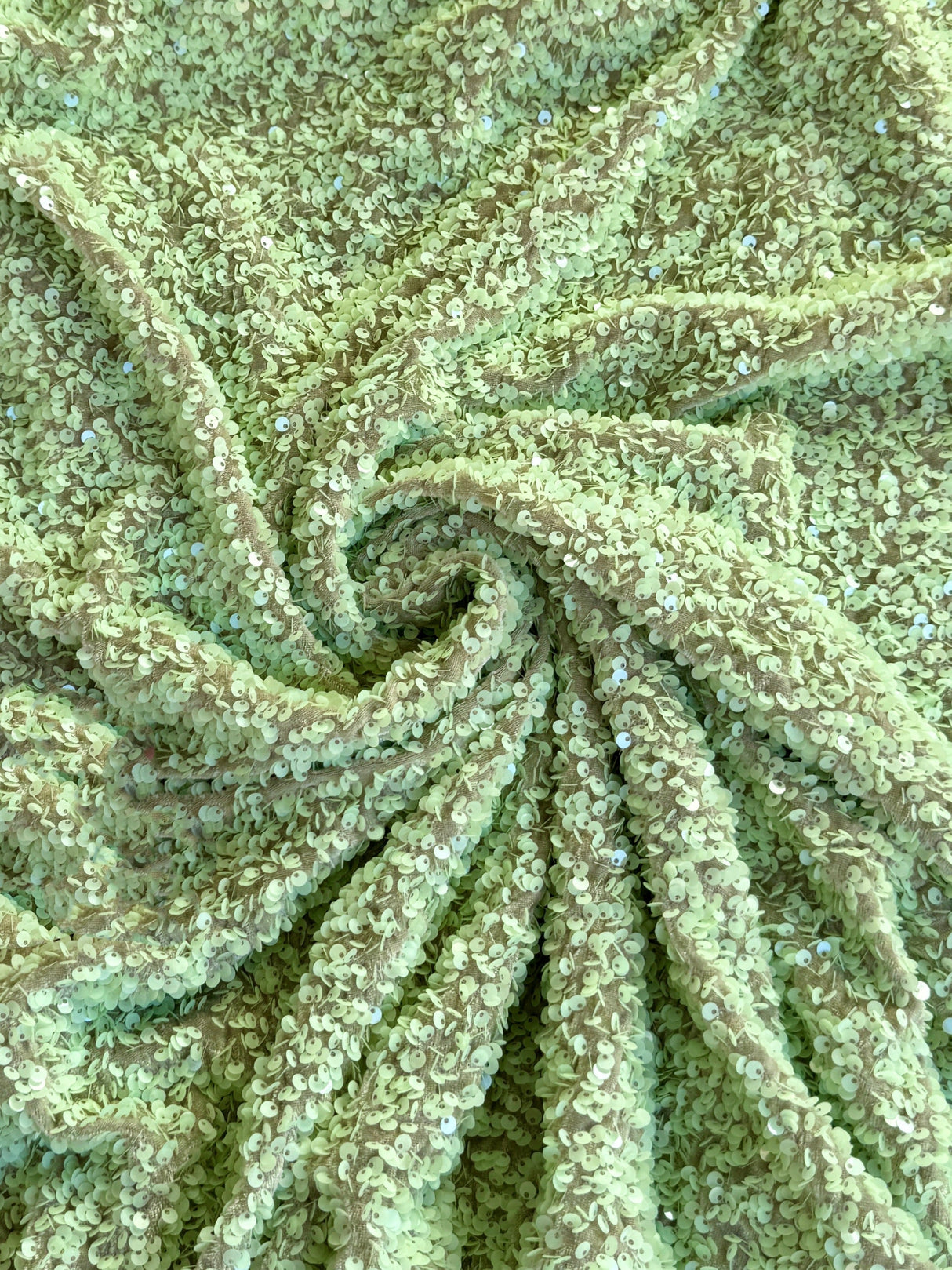 Stretch Sequin on Velvet Pistachio Green