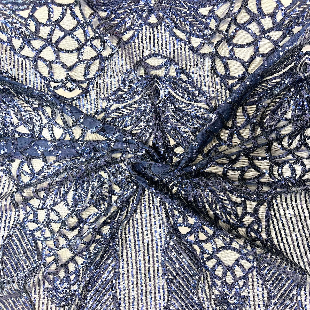 Stretch Sequins Fabric with Mesh Backing