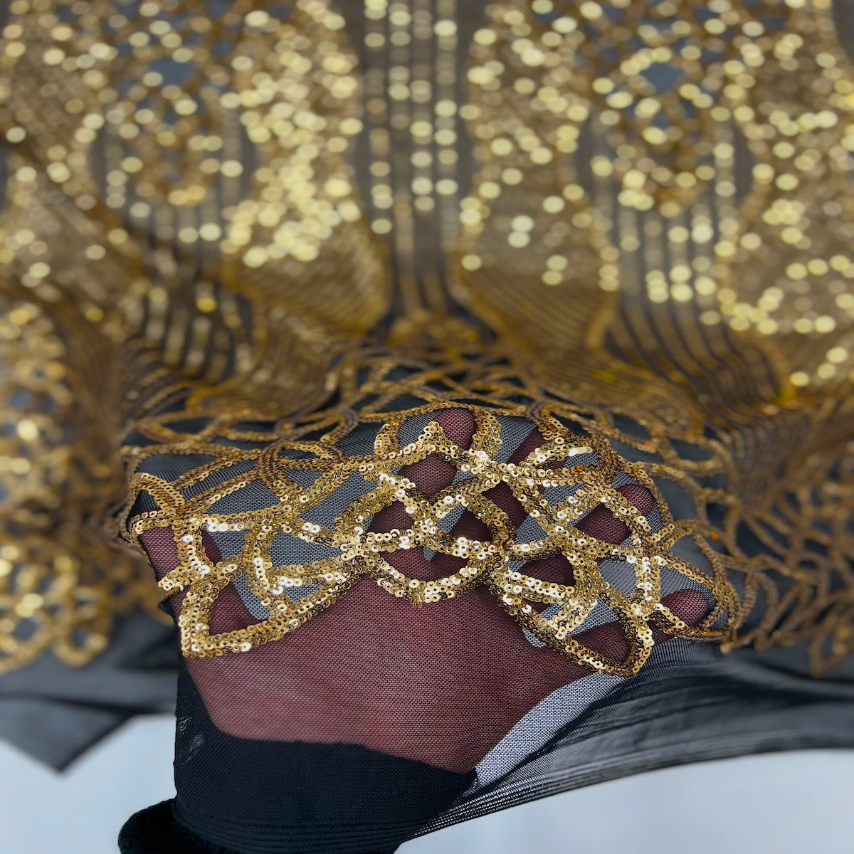 Stretch Sequins Fabric with Mesh Backing