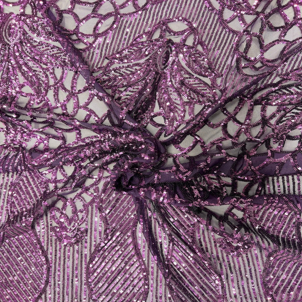 Stretch Sequins Fabric with Mesh Backing