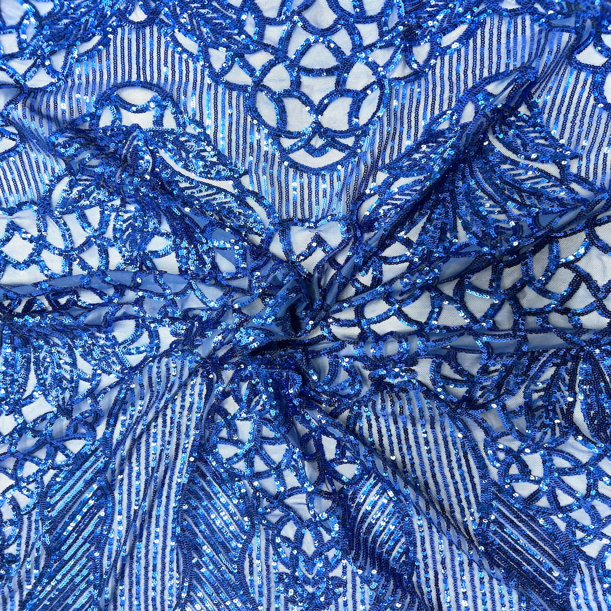 Stretch Sequins Fabric with Mesh Backing