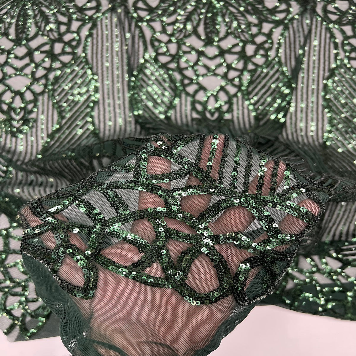 Stretch Sequins Fabric with Mesh Backing