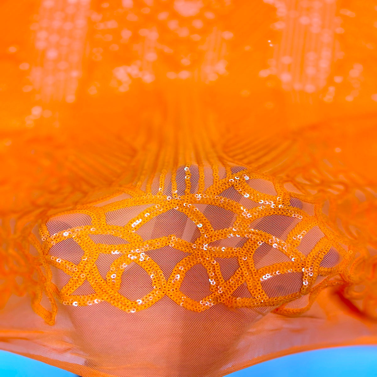 Stretch Sequins Fabric with Mesh Backing