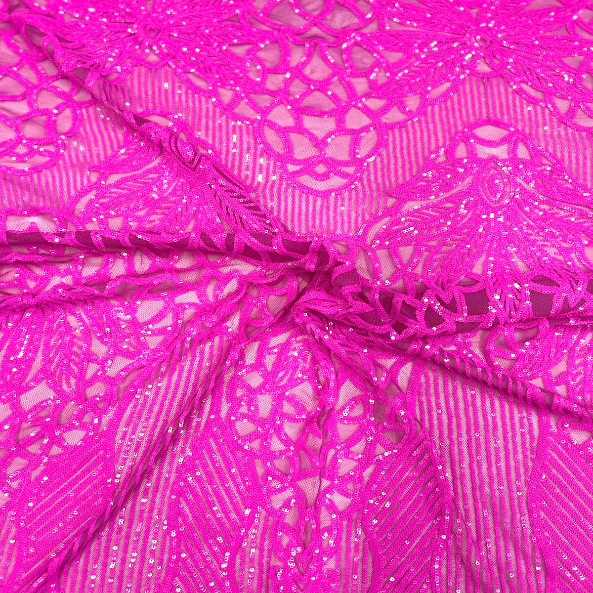 Stretch Sequins Fabric with Mesh Backing