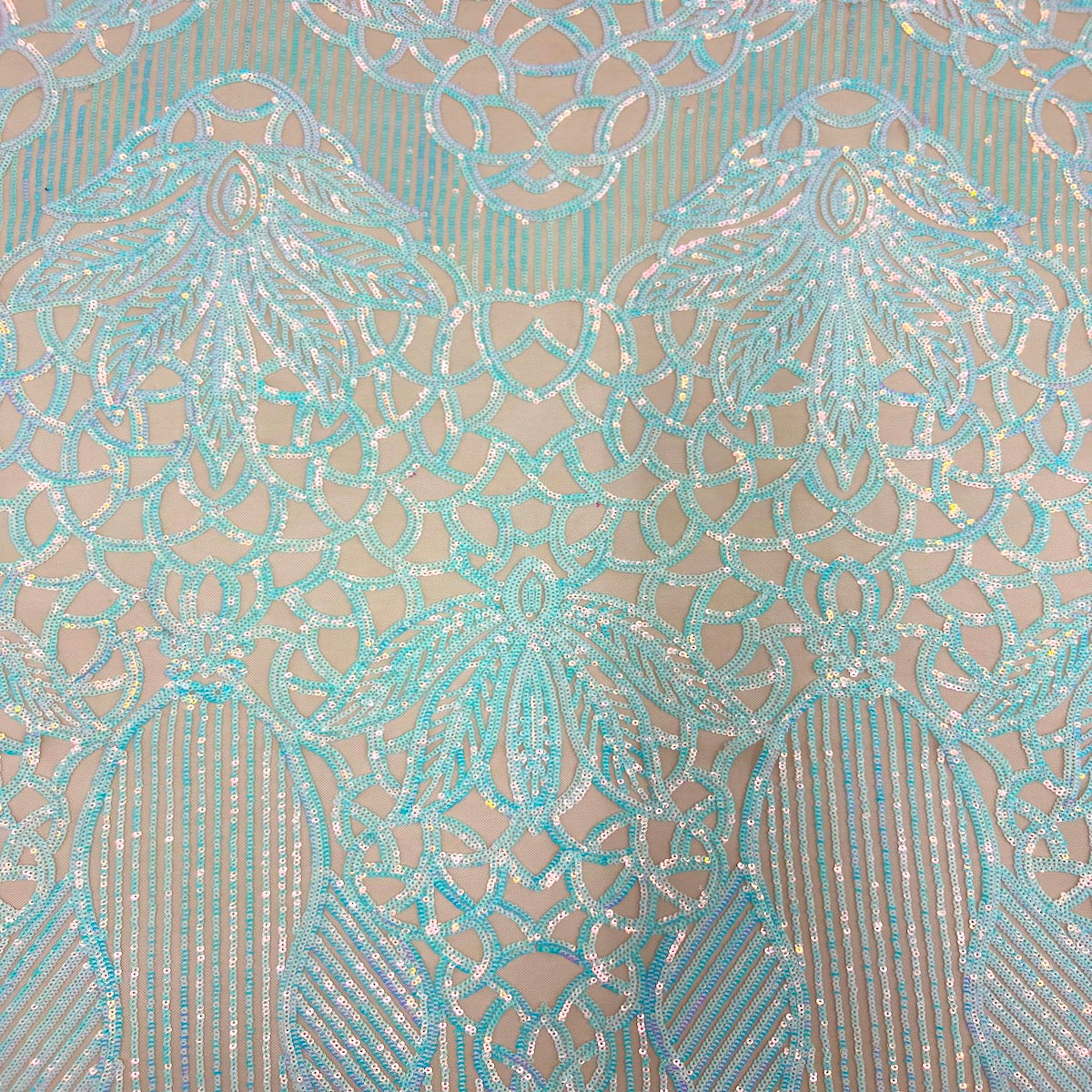 Stretch Sequins Fabric with Mesh Backing