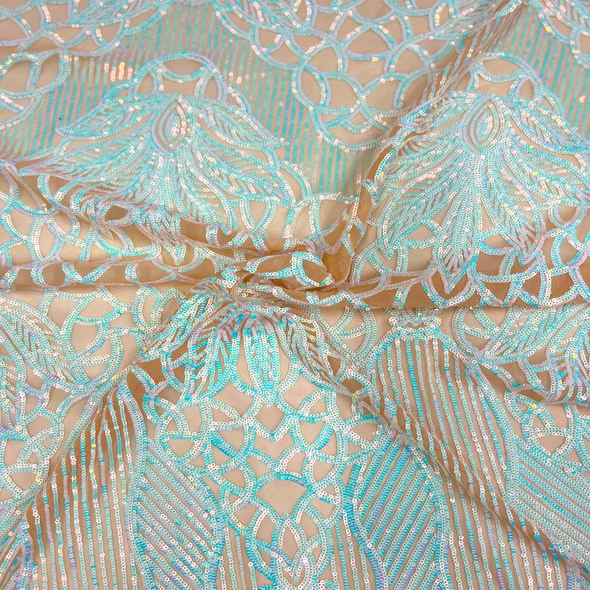 Stretch Sequins Fabric with Mesh Backing
