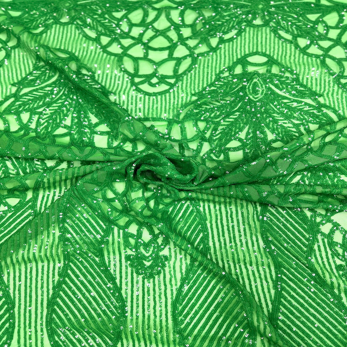 Stretch Sequins Fabric with Mesh Backing