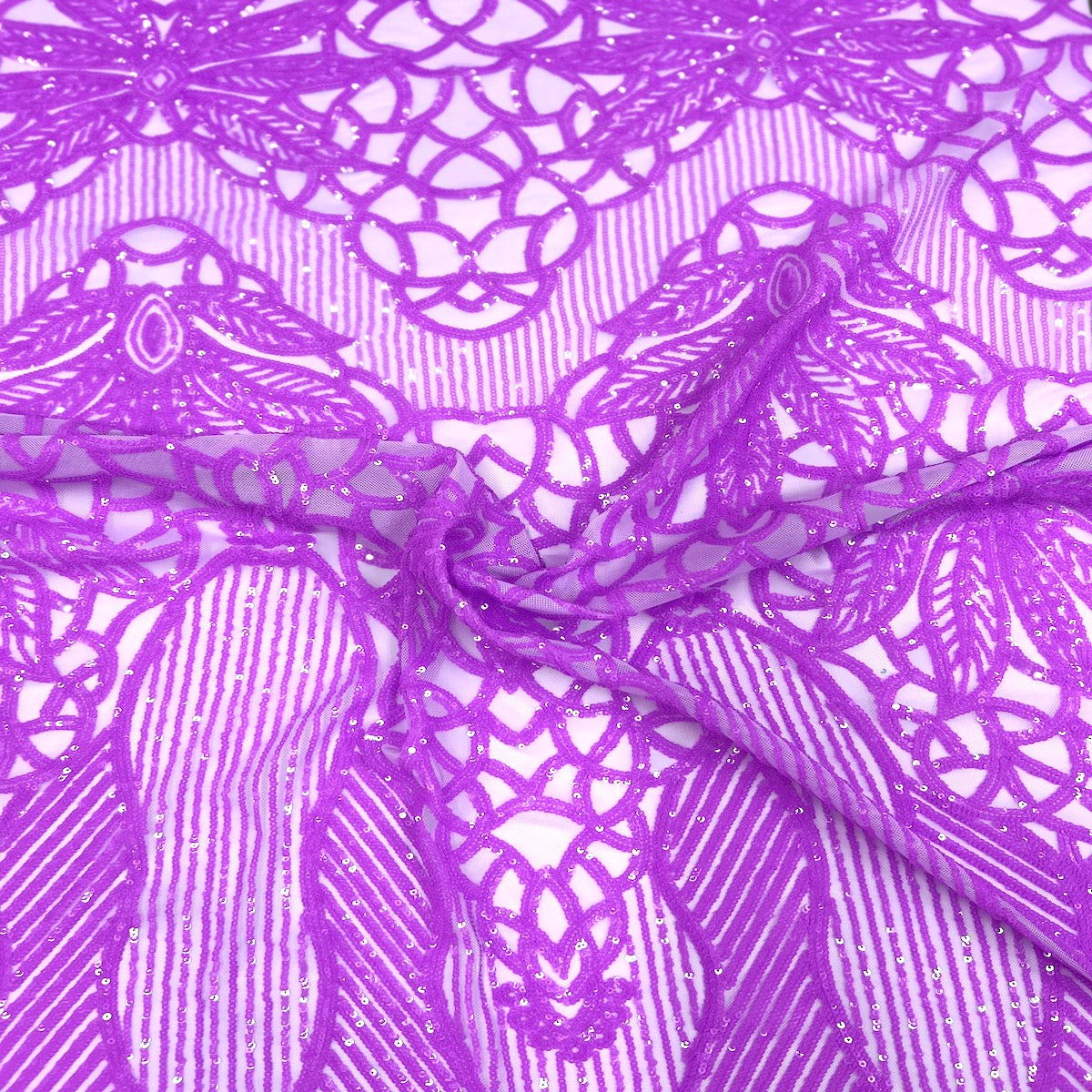 Stretch Sequins Fabric with Mesh Backing