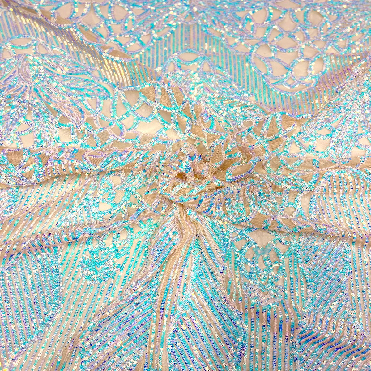 Stretch Sequins Fabric with Mesh Backing
