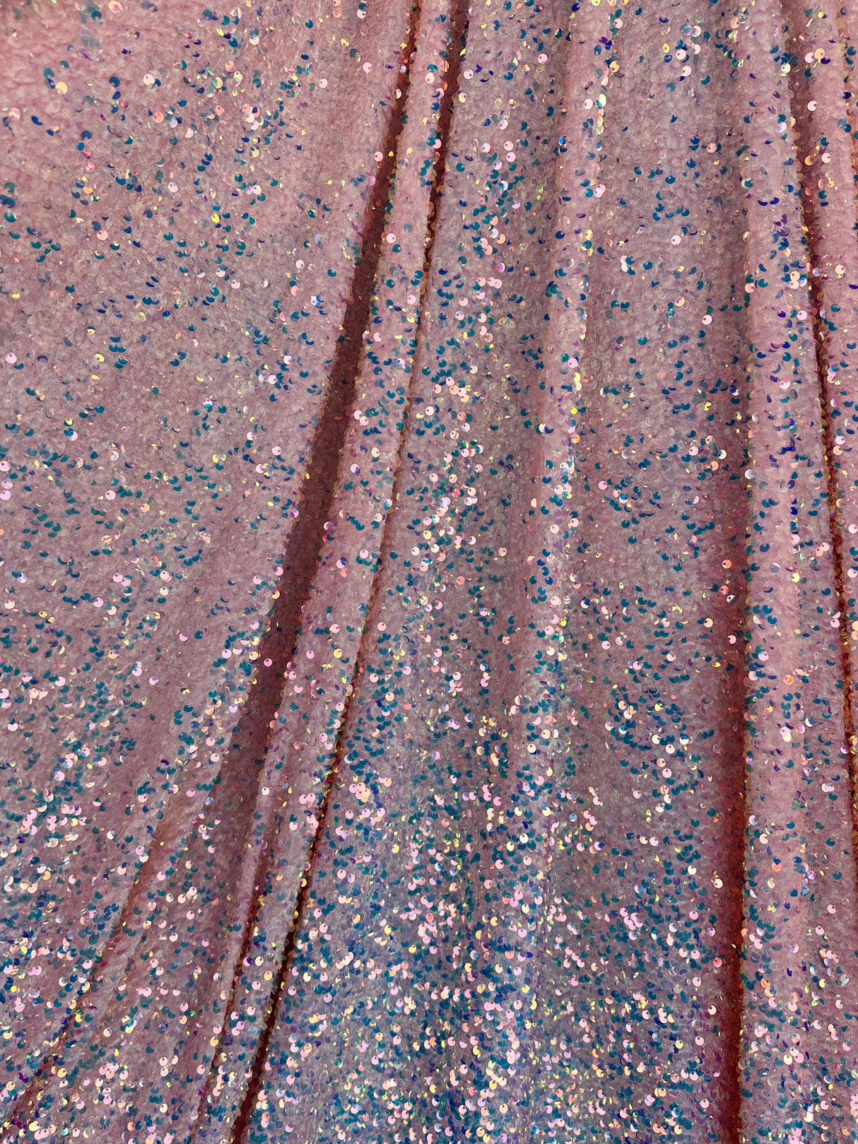 Iridescent Peach Sequin on Velvet