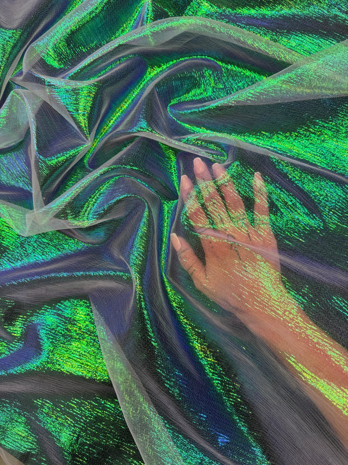 Iridescent Crushed Organza Green