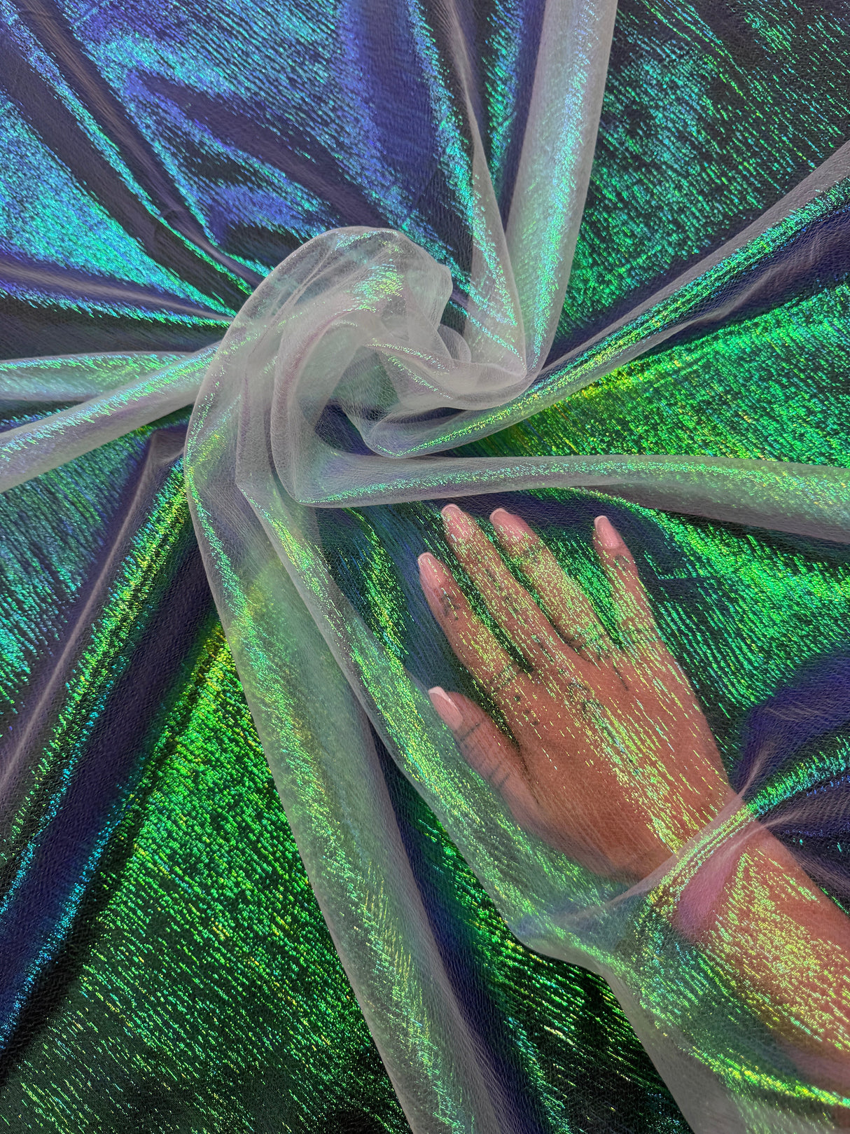Iridescent Crushed Organza Green