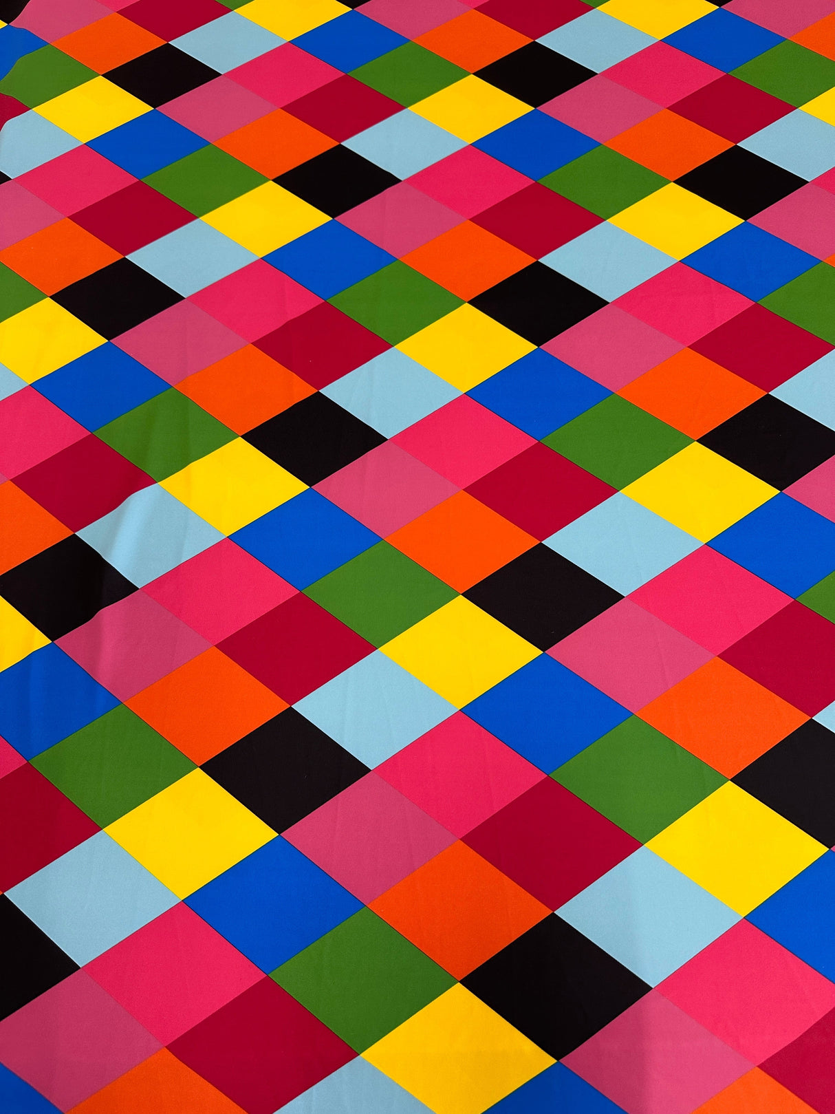 Printed Nylon Spandex Multicolor Checkered