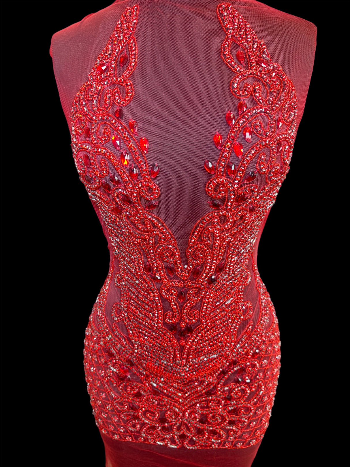 Red Rhinestone Bodice Applique