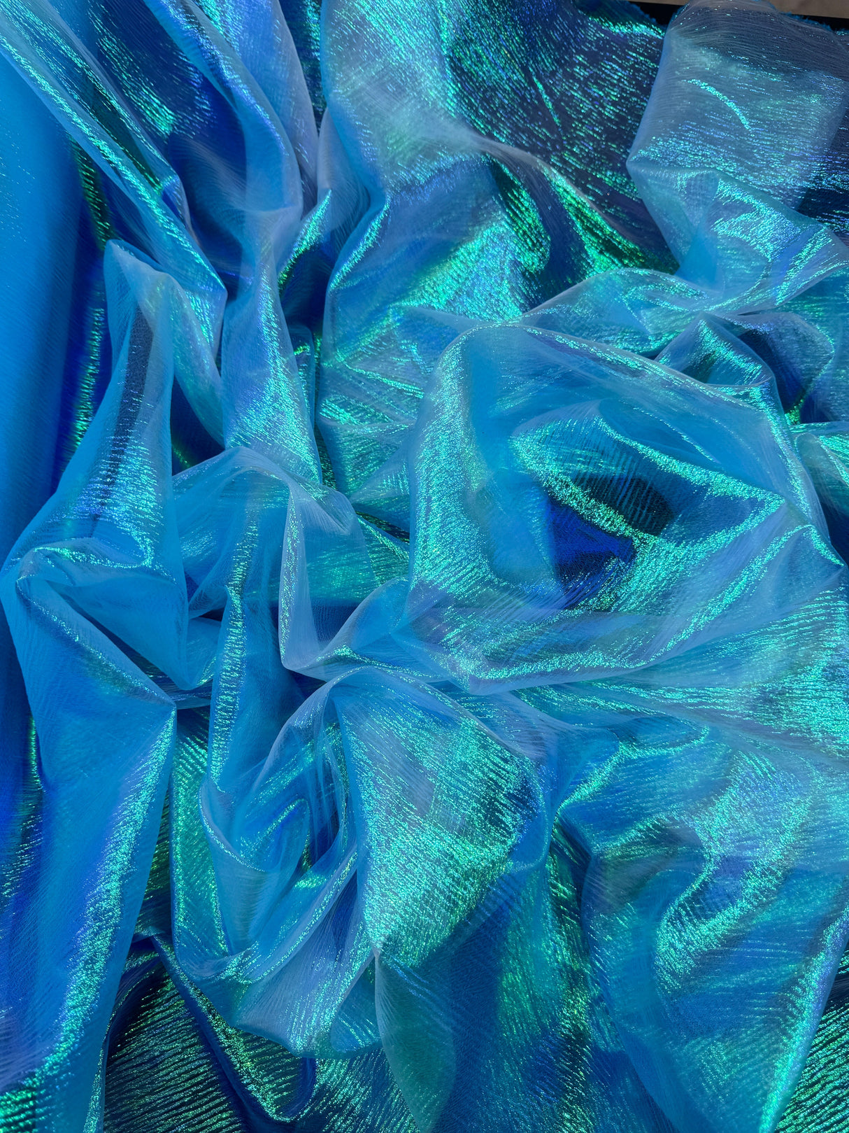 Iridescent Crushed Organza Turquoise