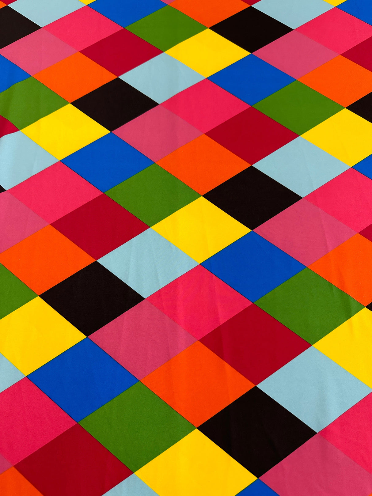 Printed Nylon Spandex Multicolor Checkered