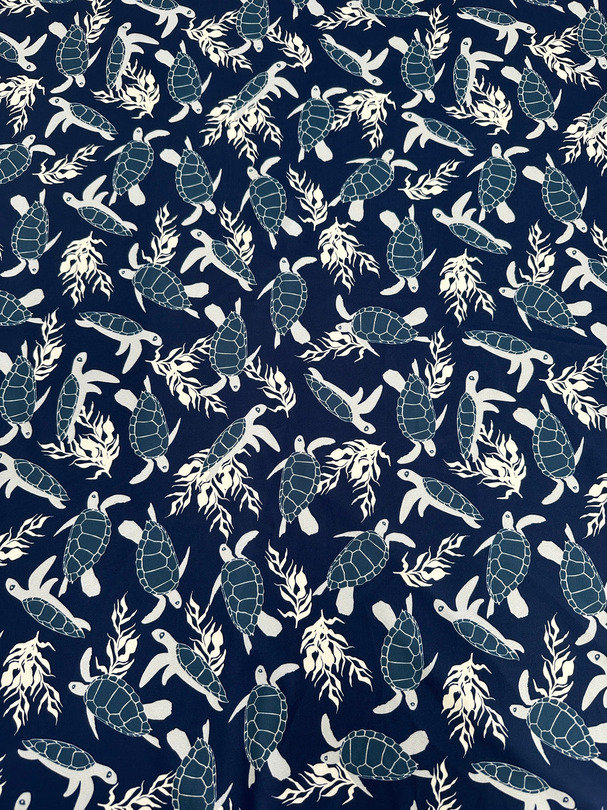 Printed Nylon Spandex Navy Turtle