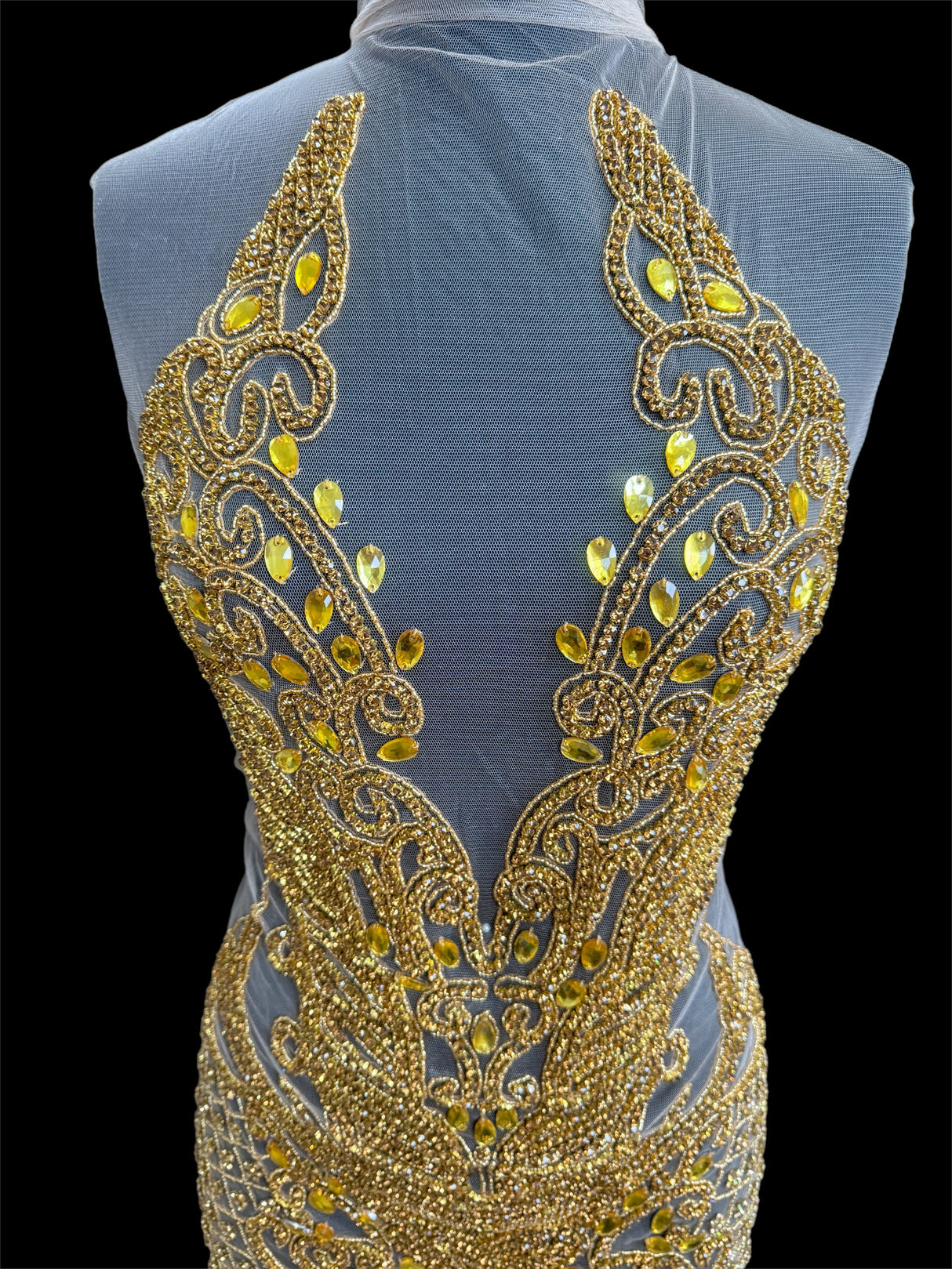 Gold Rhinestone Bodice Applique