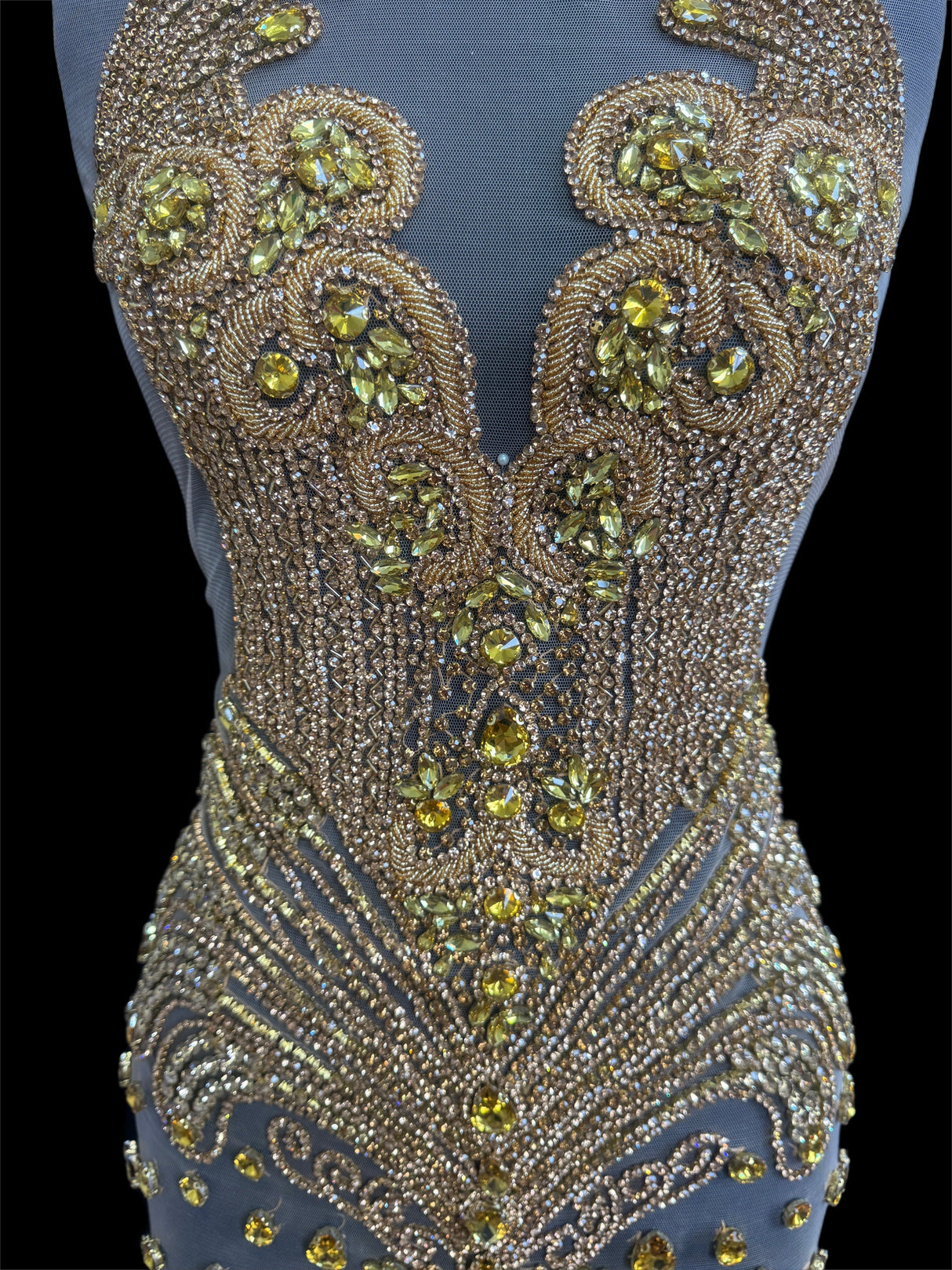 Gold Rhinestone Bodice Applique