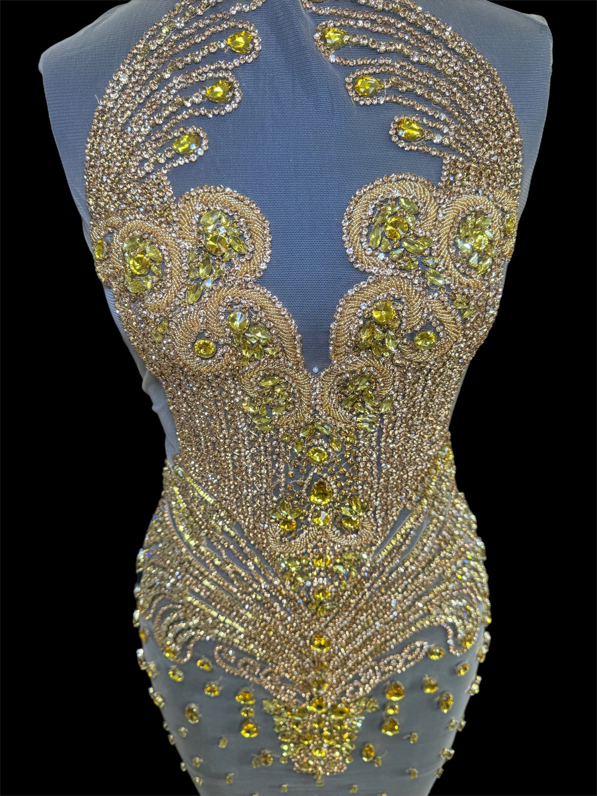 Gold Rhinestone Bodice Applique