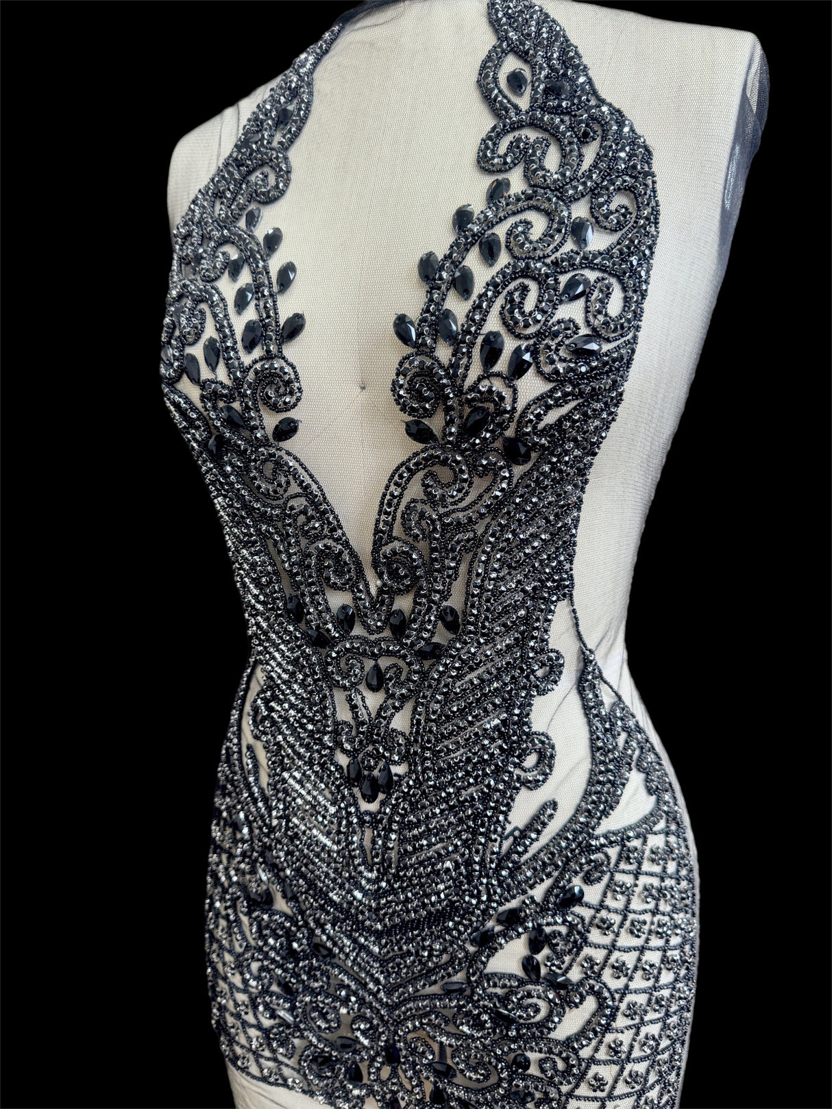 Black Rhinestone Bodice Applique
