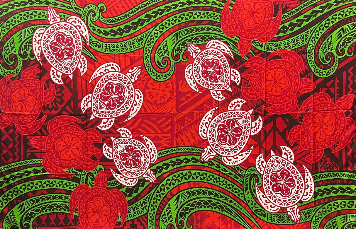 Turtles Traditional Tattoo Polyester Fabric - Floating Turtles, 72" L x 45" W (1 Sarong)