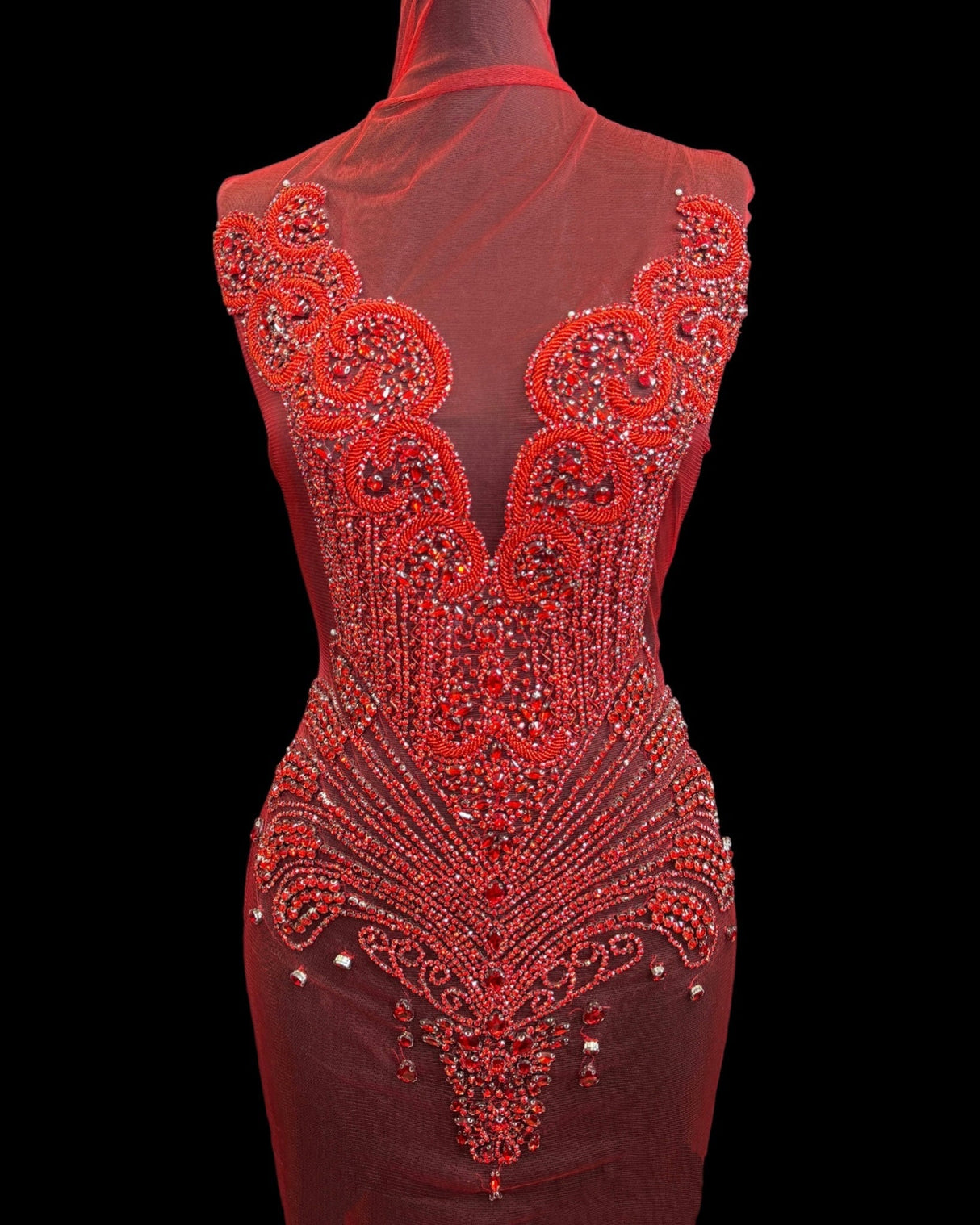 Red Rhinestone Bodice Applique