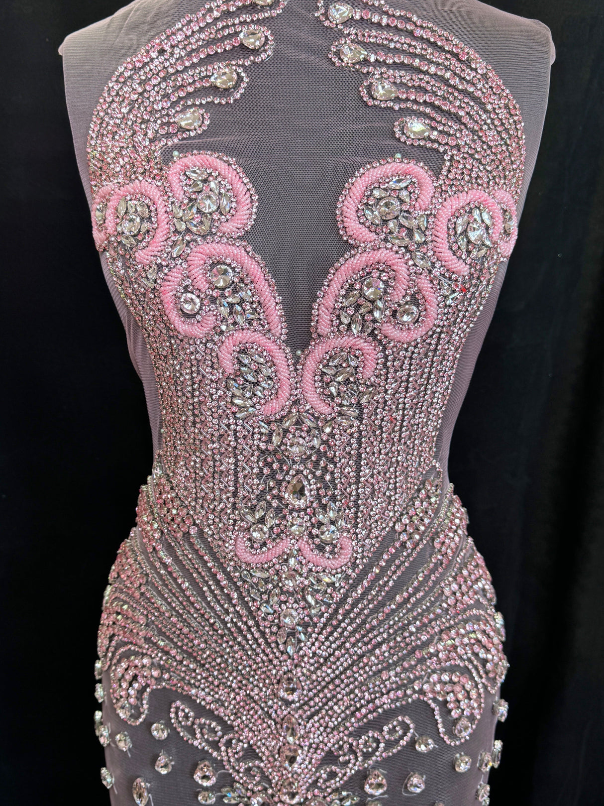 Rhinestone Bodice Applique in Baby Pink