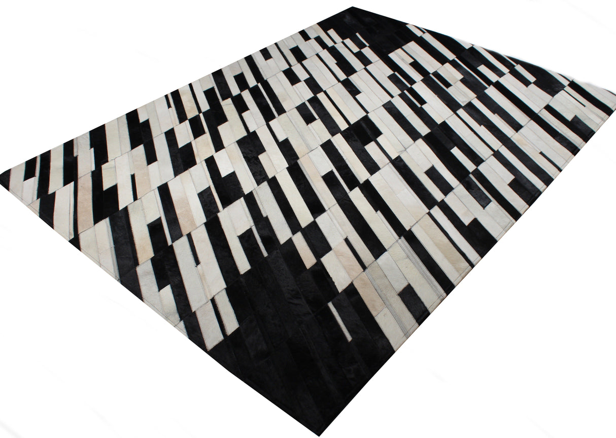 Patchwork Cowhide Area Rug - Black White Patchwork, 9' X 12" (1 Rug)