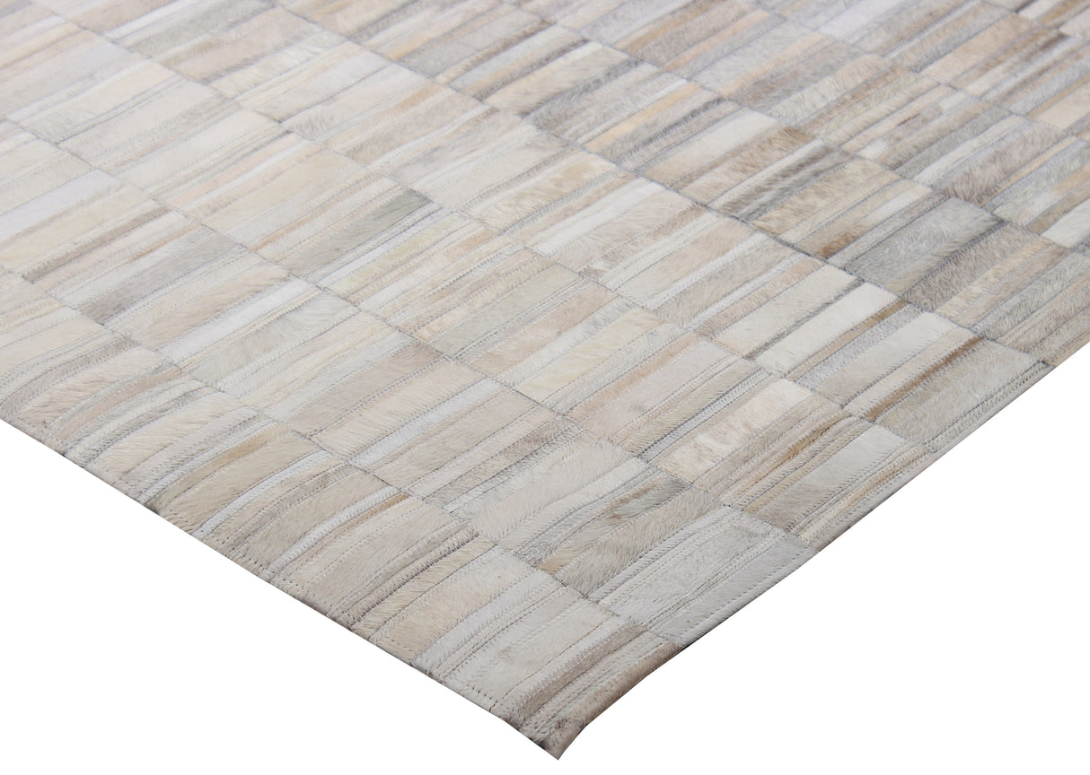 Fade Mocha White Patchwork Cowhide Fabric - Brown/White Faded, Area Rug, 5' X 7', 8' X 10', 9' X 12' (1 Unit)