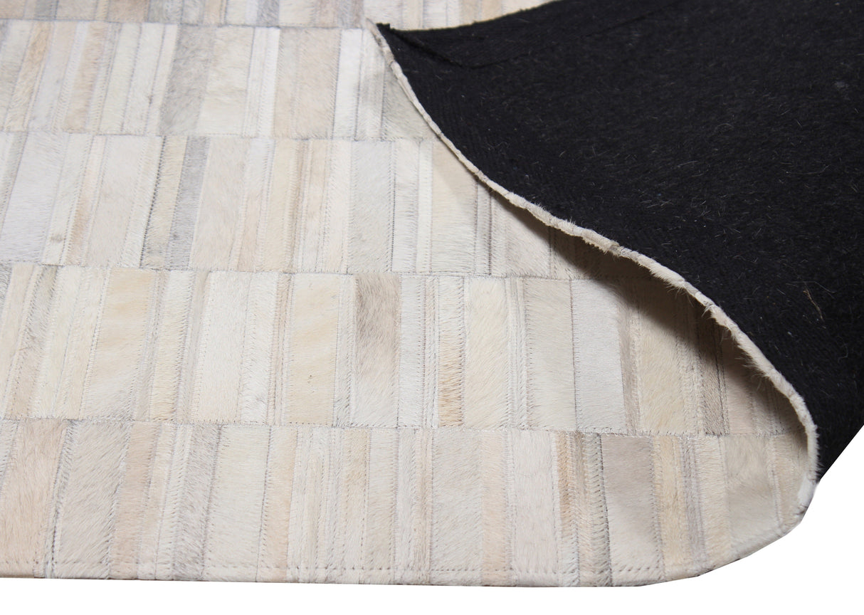 Fade Mocha White Patchwork Cowhide Fabric - Brown/White Faded, Area Rug, 5' X 7', 8' X 10', 9' X 12' (1 Unit)
