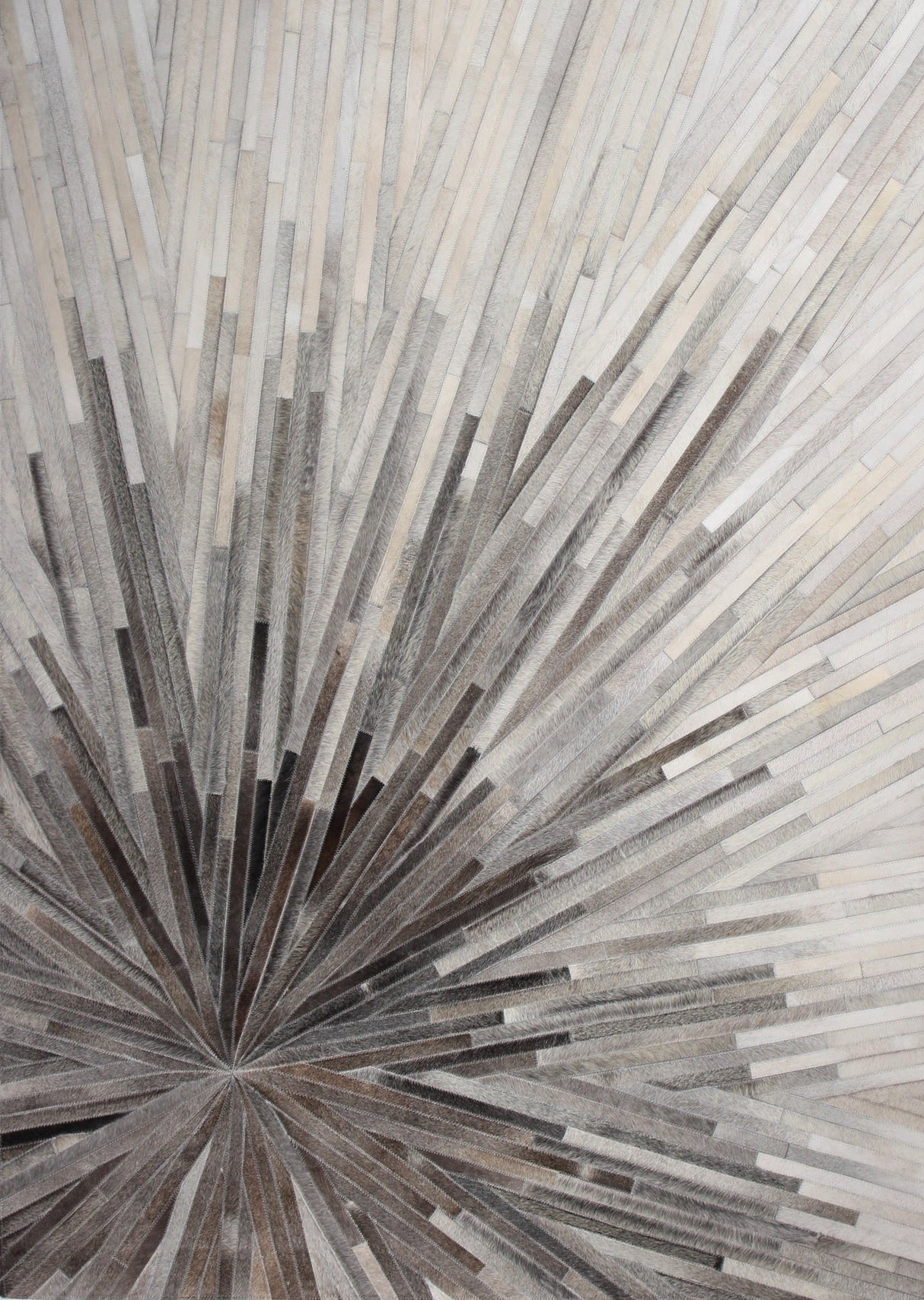 Leather Patchwork Cowhide Area Rug - Patchwork Cowhide Fabric, White/Brown, 5' X 7', 8' X 8' Round, 8' X 10', 9' X 12' (1 Unit)