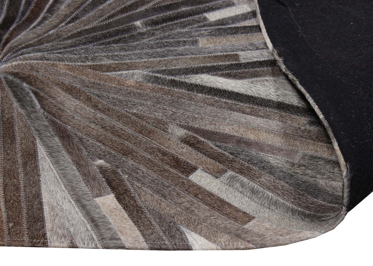 Leather Patchwork Cowhide Area Rug - Patchwork Cowhide Fabric, White/Brown, 5' X 7', 8' X 8' Round, 8' X 10', 9' X 12' (1 Unit)
