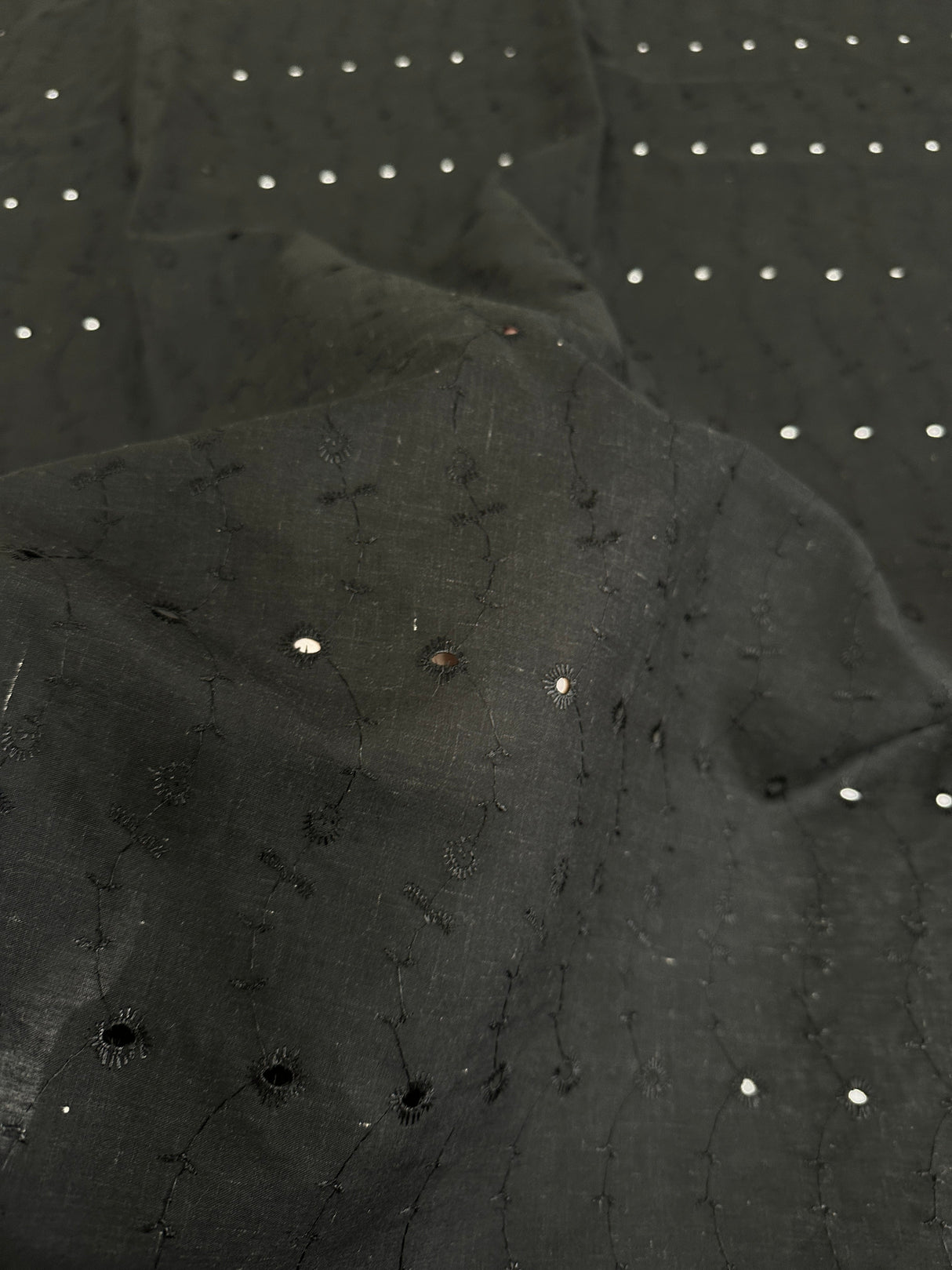 Black Embroidered Cotton Eyelet